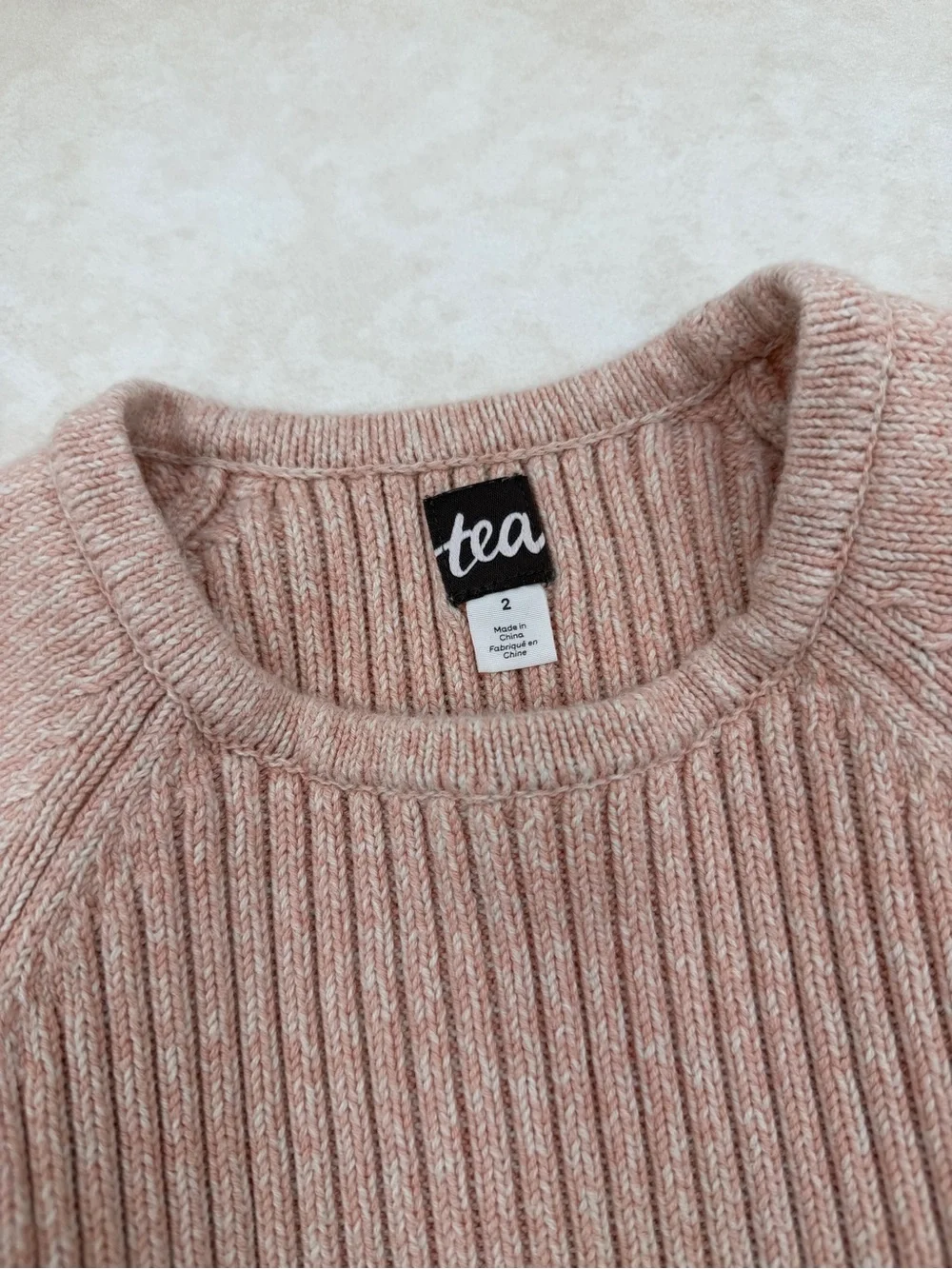 Tea Collection Blush Pink Knit Dress with Black Nordic Motif